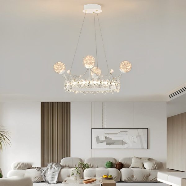 Flower Decor Crowns Crystal Glass Three Step Dimming Nordic Chandelier - Image 2