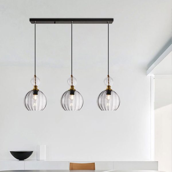 Danish Creative Stripes Glass Round 1/3 Light Chandelier - Image 4