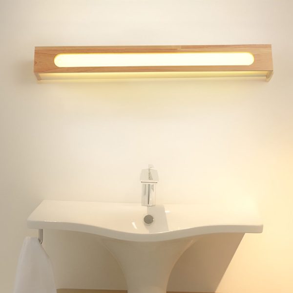 Rectangular Wood Waterproof LED Nordic Wall Lamp Mirror Light Sconces - Image 3