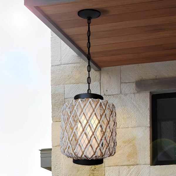 Rattan Waterproof Rustic Modern Outdoor Chandelier Pendants Ceiling Lights - Image 8