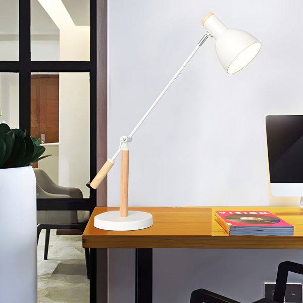 Adjustable Rotatable Wood and Metal Reading Desk Lamp for Modern Spaces - Image 3