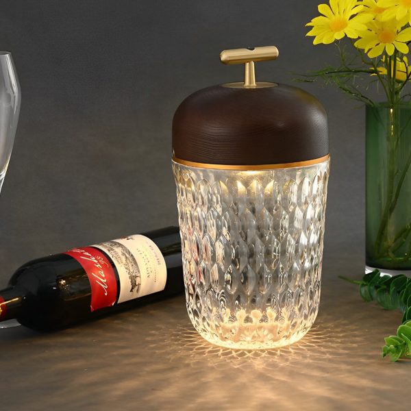Pretty Cup-Shape Crystal Table Lamp Glass Ambient Lighting - Image 4