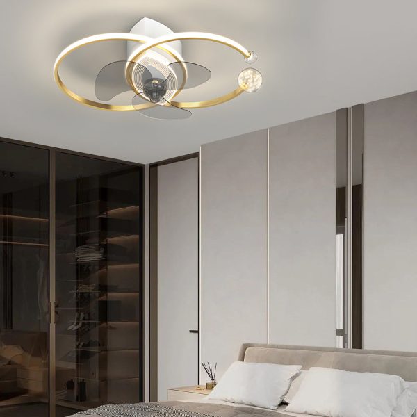 2 Rings Simple Luxury 3 Step Dimming Modern Bedroom Ceiling Fan and Light - Image 4