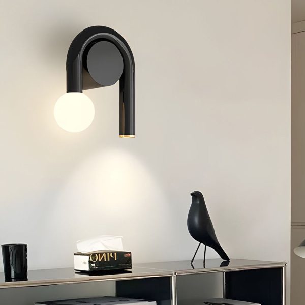 2-Light Arched Iron U-shaped Line Wall Sconce LED Matte Black Bathroom Vanity Lights - Image 2