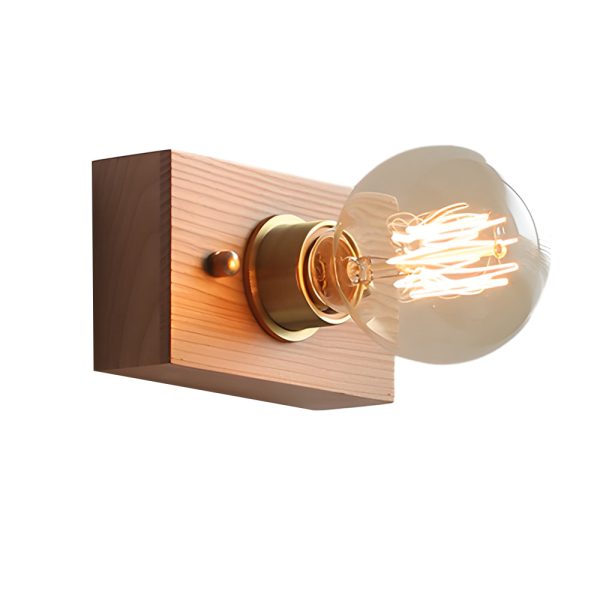 Round/Square Vintage Walnut Wood Wall Lamp 1-light with Pull Chain Switch - Image 16