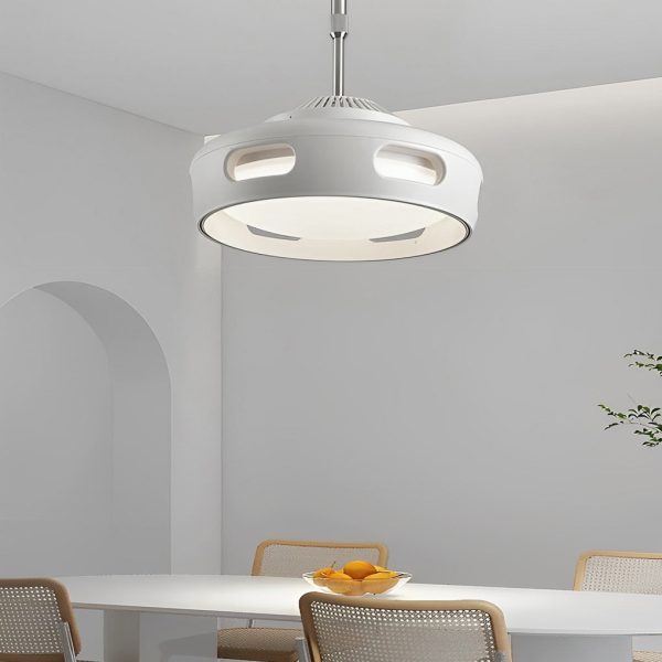 Round Smart Mute Stepless Dimming White Modern Bladeless Ceiling Fans - Image 3