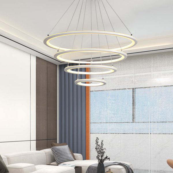 4 Rings Chandelier Light LED Mid-century Chandeliers with Remote - Image 4