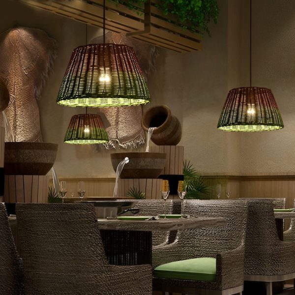 Retro Rattan Industrial Style Chandelier Pendant Light Hanging Lamp - Image 3