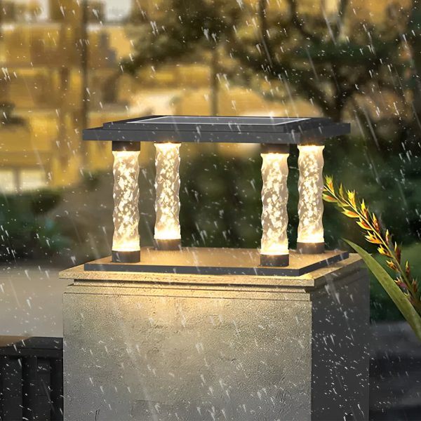 Bubbles Lamppost Square Waterproof LED Modern Solar Post Caps Lights - Image 3