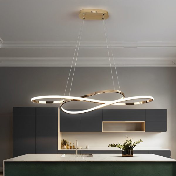 Wavy Double 8-shaped LED Stepless Dimming Nordic Chandelier Hanging Lamp - Image 2