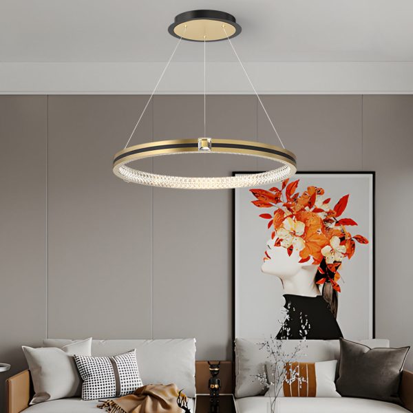 Simple Circles Rings Three Step Dimming Brushed Gold Modern Chandelier - Image 6