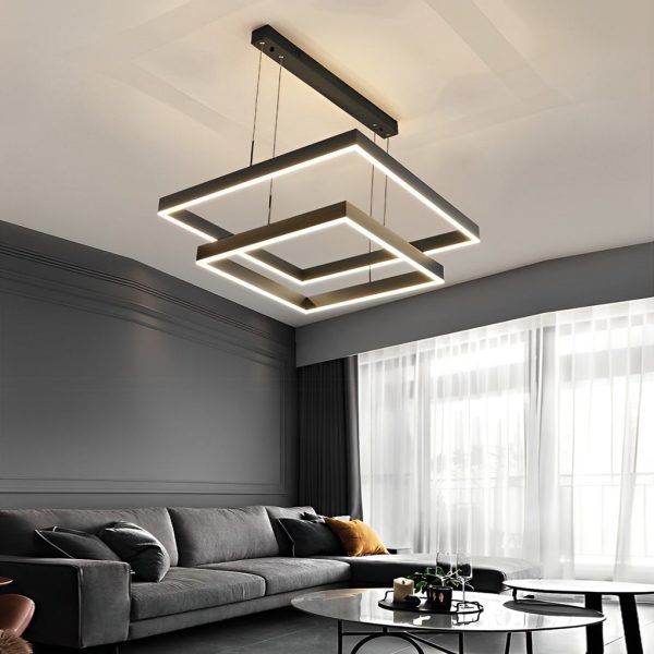 3 Layers Square Stepless Dimming LED Black Modern Chandelier with Remote Control - Image 4