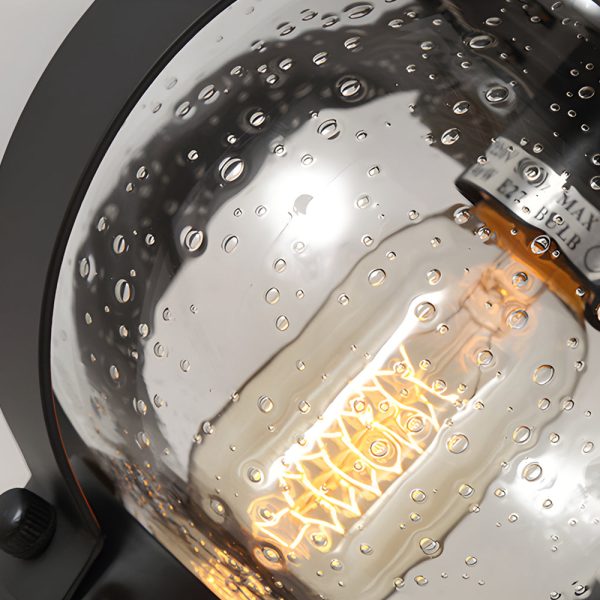 1-Light Seeded Glass Globe LED Outdoor Wall Lantern with Curved Arm - Image 5