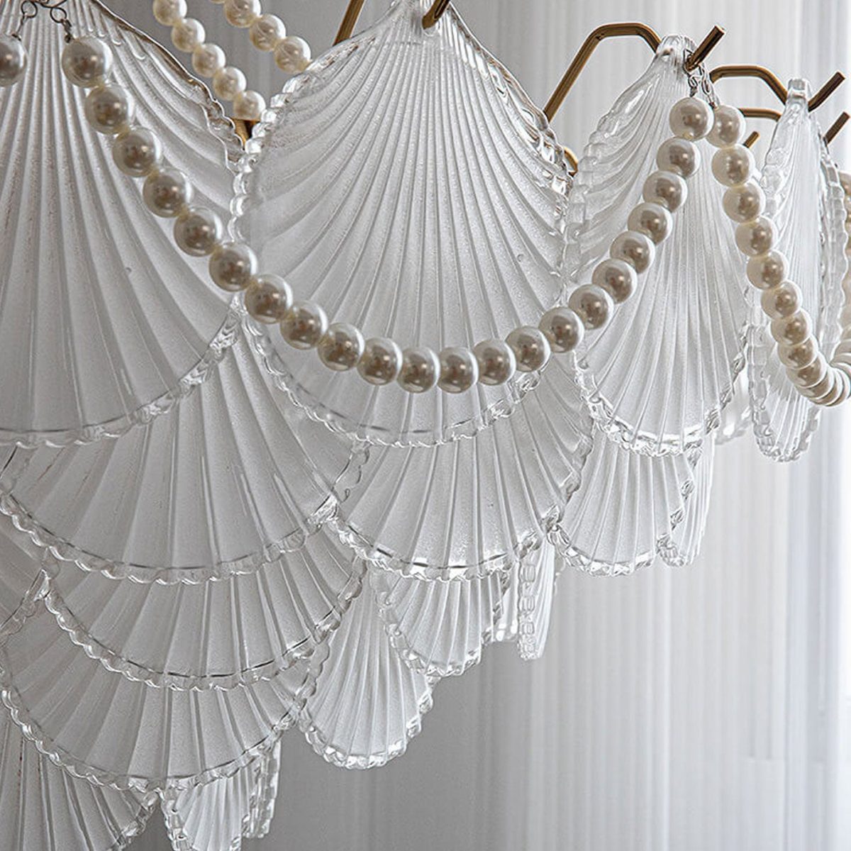 French Light Luxury Seashell Glass Pearl Round 5/6/ 8 Light Chandelier - Image 6