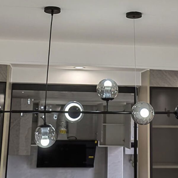 Modern Minimalist Long Glass Round Globe Island Light 6-Light Chandelier - Image 16