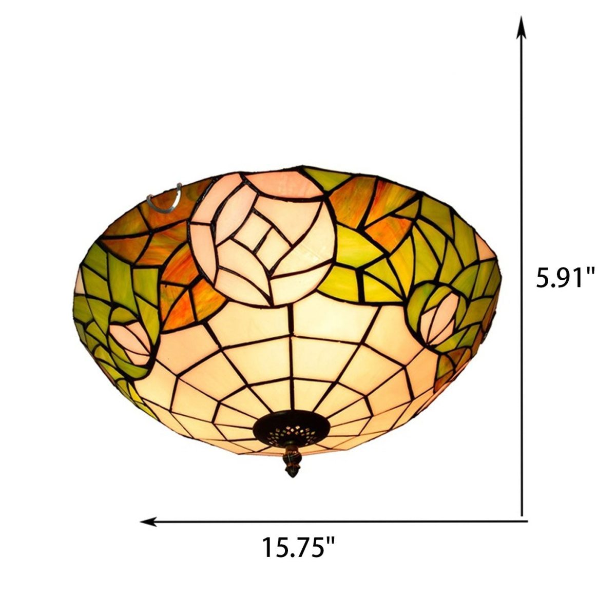 Tiffany European Retro Creative Stained Glass Rose Pattern Design 3-Light Flush Mount Light - Image 4