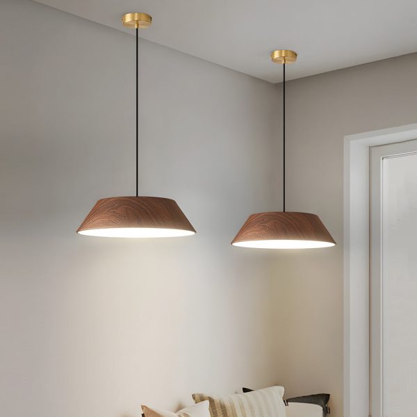 15.74-Inch Round Wood Japanese Style LED Pendant Light - Image 5