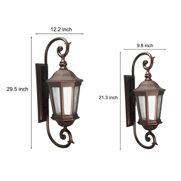 Waterproof Retro Aluminum Glass Shade European Style Outdoor Wall Lights - Image 5