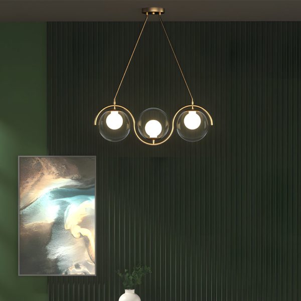 3/5-Light Wavy Linear Island Light with Ball Glass Shade for Dining Room - Image 2