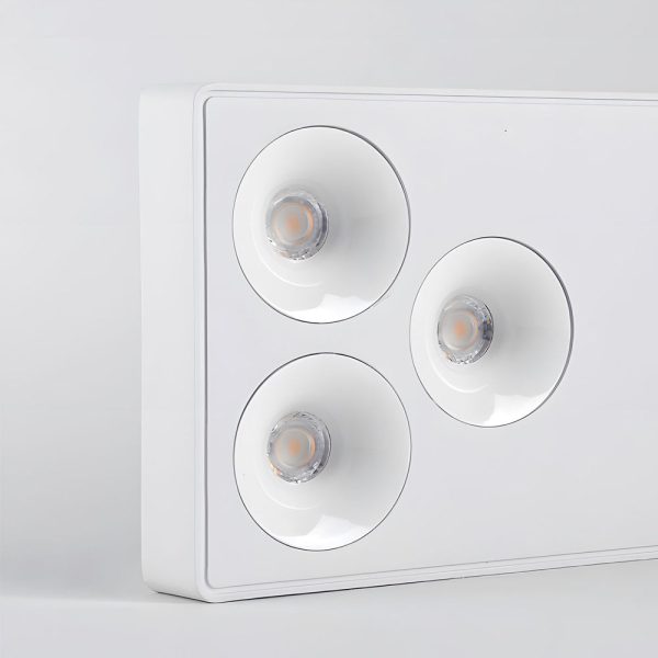 White Rectangular Plate 6-Light Peg Flush Mount Spotlight - Image 5