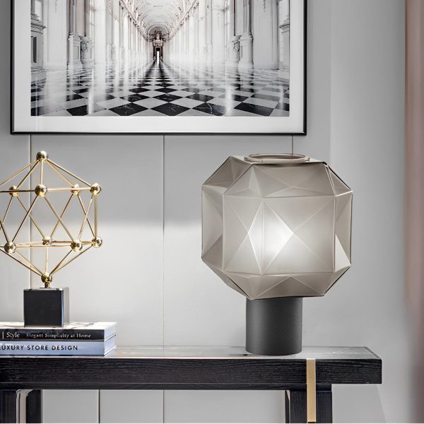1-Light Cylinder and Cubo Smoke Glass Orb Modern Table Lamp - Image 3