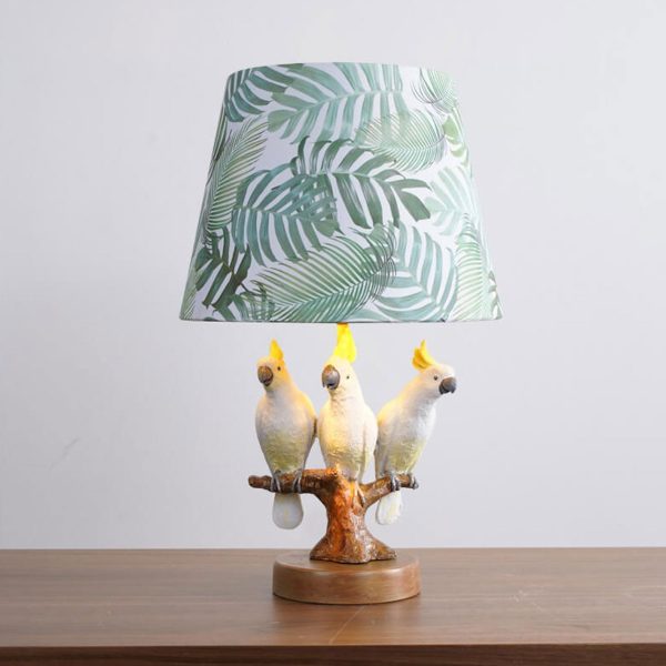 Nordic Leaf Fabric Resin Bird Design 1-Light Table Lamp - Image 2