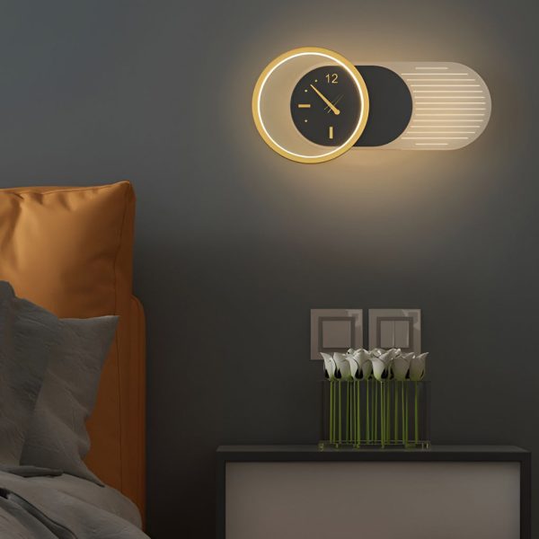 Creative Mute Clock Shaped LED Nordic Wall Lamp Wall Sconce Lighting - Image 2