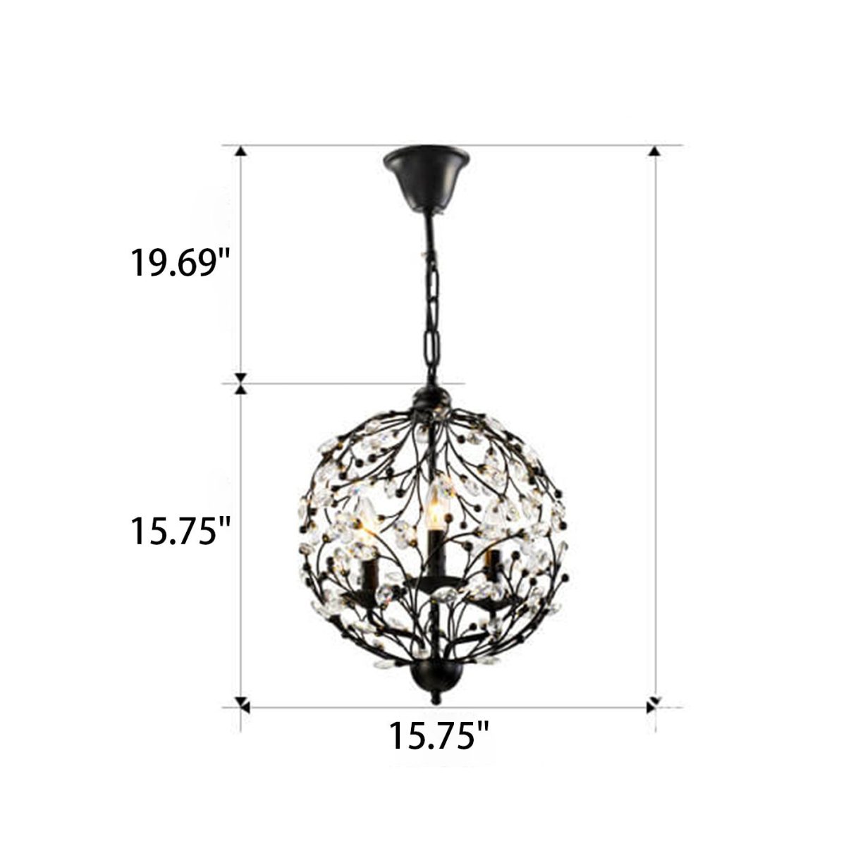 Vintage Creative Crystal Branch Design 3-Light Chandelier - Image 3