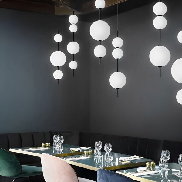 Gourd White Glass Bubbles LED Iron Nordic Chandelier Pendant Lighting - Image 3
