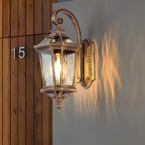 1-Light Black Clear Water Glass Outdoor Wall Light Lantern Wall Sconce Porch Wall Mounted Lights Exterior Wall Lamp - Image 4