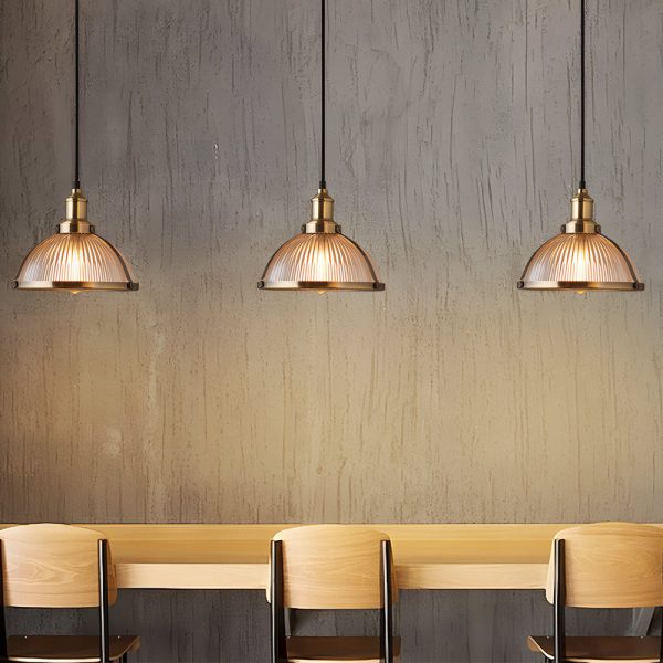 1-Light Striped Glass Shade Tungsten Wire 40W Pendant Lights - Image 3
