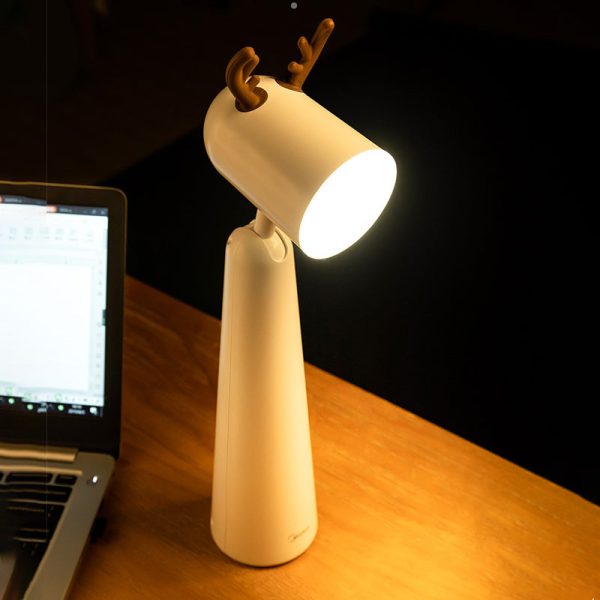 Antlers USB Rechargeable White Desk Lamp with Night Light Feature - Image 5