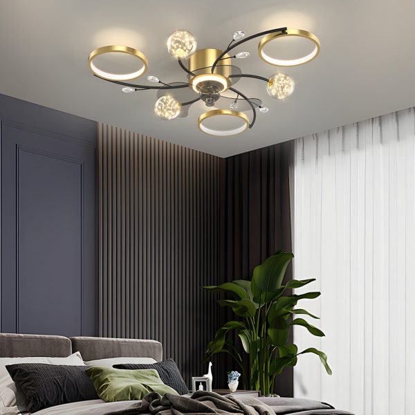 Simple Luxury Stars Ball Three Step Dimming Modern Ceiling Fan and Light - Image 7