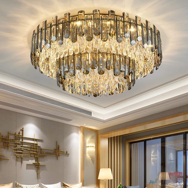 Round Metal Crystal Three Step Dimming Luxury Modern Ceiling Lights - Image 5