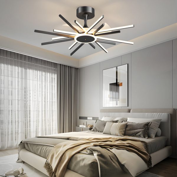 Spiral Linear Modern LED Ceiling Fan in Black/Gold - Silent Fan Light Fixture - Image 4