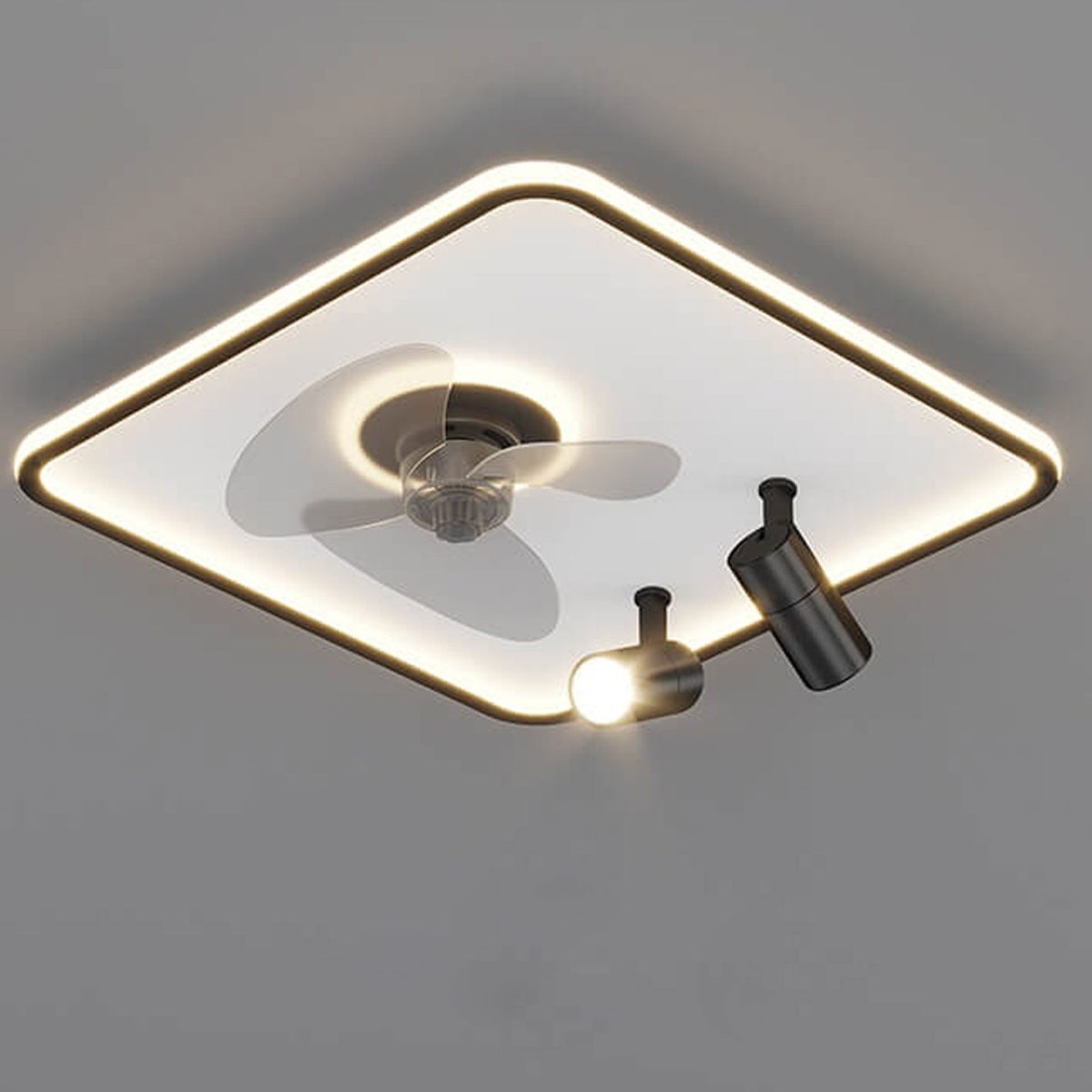 Minimalist Ultra-thin Square Spotlight  LED Flush Mount Ceiling Fan Light - Image 4