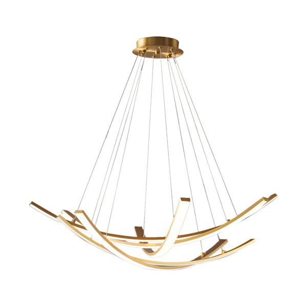 Elegant Curved Copper Strip Full-Spectrum LED Pendant Light - Image 14