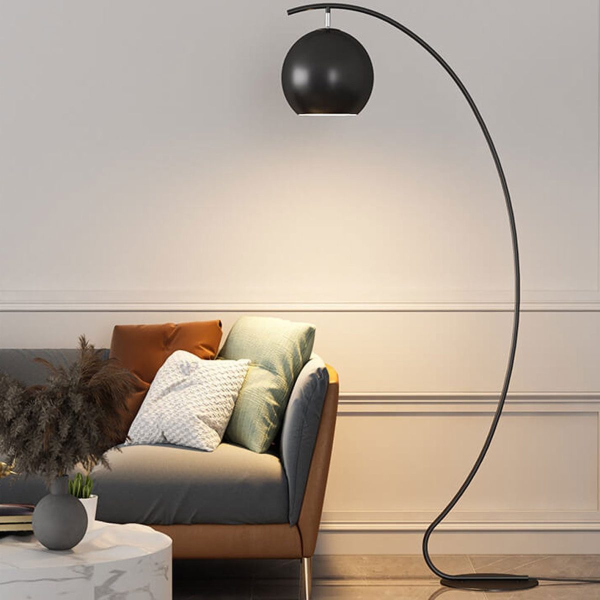 Nordic Minimalist Curved Line Dome 1-Light Standing Floor Lamp - Image 14