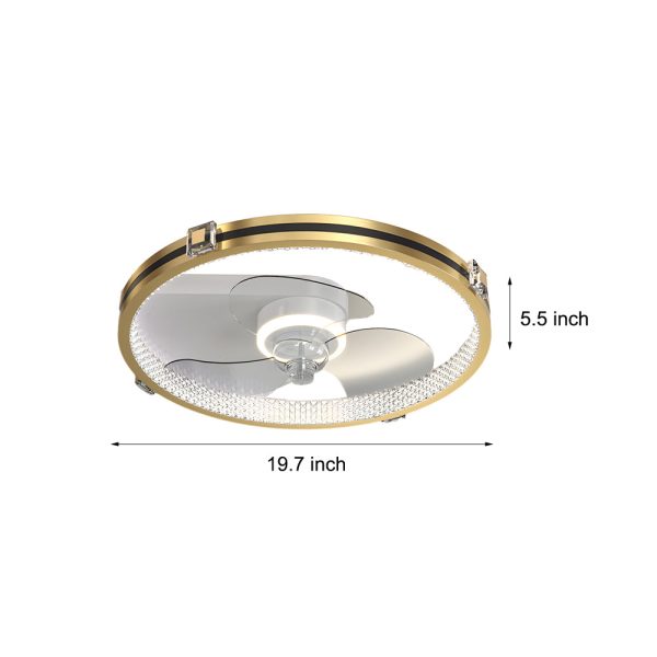 Creative Ring LED Three Step Dimming Mute Gold Modern Fans Ceiling with Lights - Image 5
