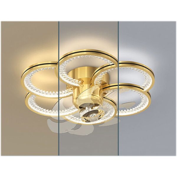 Modern Luxury Flower Petal Design LED Flush Mount Ceiling Fan Light - Image 10