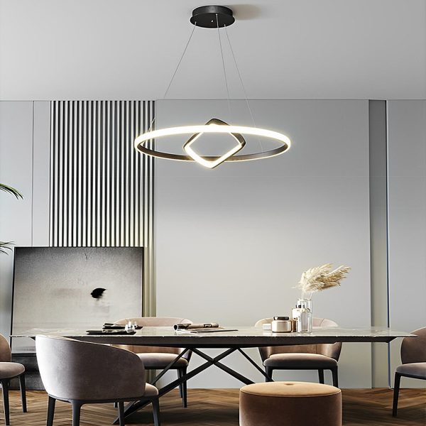 Adjustable Round Oval LED Stepless Dimming Black Modern Chandelier - Image 4