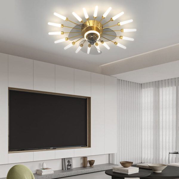 Creative Flower Mute Three Step Dimming Nordic Fans Ceiling with Lights - Image 2