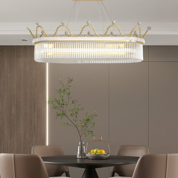 1/2 Layers Long Oval Crystal Crowns Three Step Dimming Modern Chandelier - Image 4