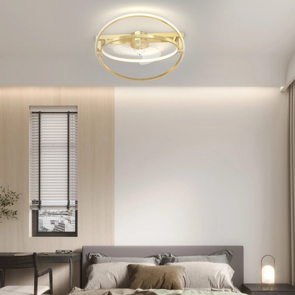 2 Rings Creative Mute Three Step Dimming LED Modern Ceiling Fan and Light - Image 4
