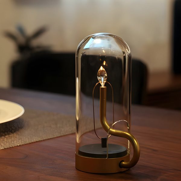 Glass Dome HYMN Accent Table Lamp - LED Candle - Image 2