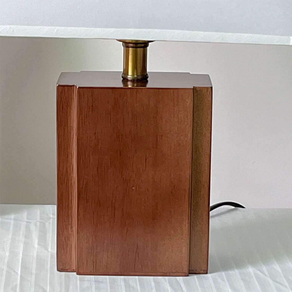 Vintage Semicircle Fabric Wooden Base 1-Light Table Lamp - Image 6