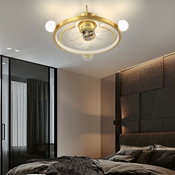Round Acrylic Ball Decor 3 Step Dimming Modern Bladeless Ceiling Fan Light - Image 2
