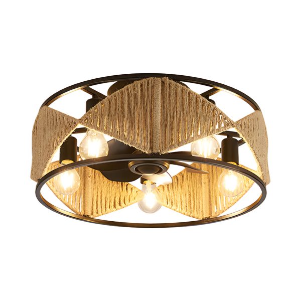 20-in Hemp Rope-Woven Caged Ceiling Fan with Light and Remote, 6-Speed - Image 12