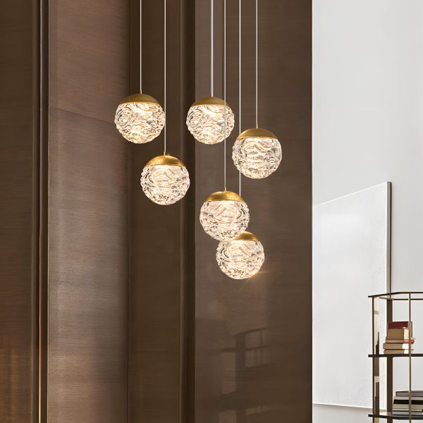 Spiral Pineapple Multi Glass Ball Staircase Chandelier LED Globes Hanging Ceiling Lights Suspension Lamp Drop Lights for Stairs - Image 5