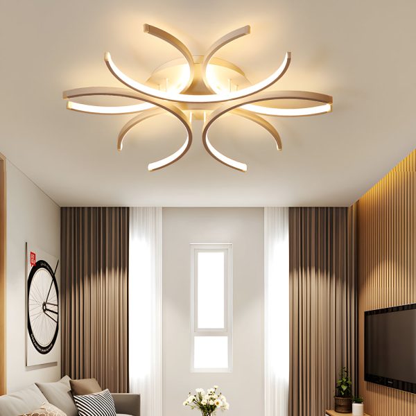 Simple Semi-Circle Lines Flower LED Dimmable Modern Ceiling Light Fixture - Image 5